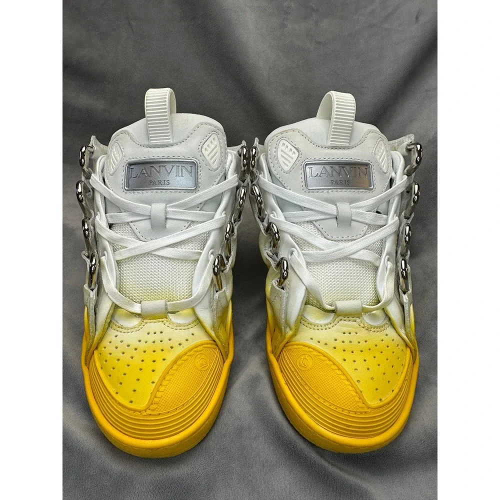 Lanvin Curb Sneakers 35 White Yellow Ombre Leather Skate Shoes Women‎